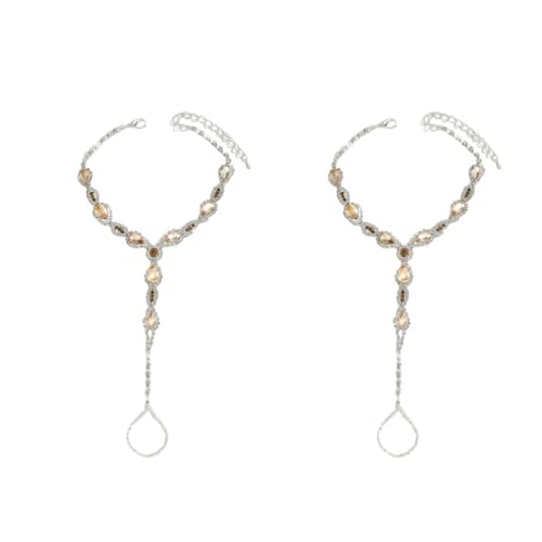 Kokoma Teardrop Barefoot Sandal Anklet for Women Cubic Zirconia Water Drop Foot Chain with Toe Ring Beach Wedding Anklet Foot Chain Jewelry - color: Champagne