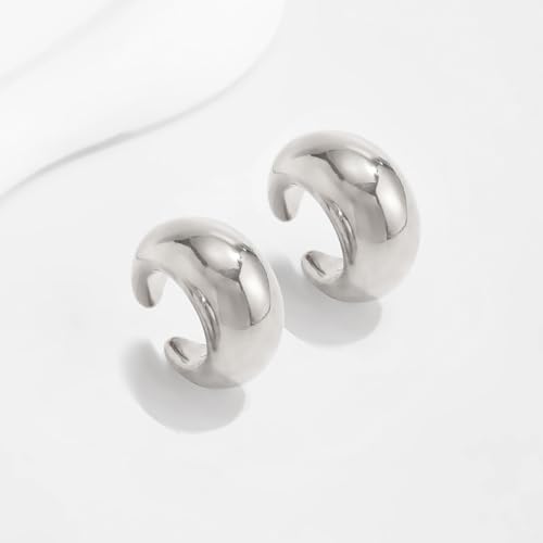 Ear Cuffs Non Piercing Chunky Water Droplet Ear Cuff Earrings for Women Trendy Clip on Cartilage Simple C-Shaped Diamond Studded Ear Clip Jewelry Best Gifts 2026 - color: C-Silver
