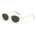 Retro Oval Sunglasses for Women Men 90s Trendy Small Round Gold Sun Glasses Fashion Narrow Metal Frame Shades - color: Gold/G15