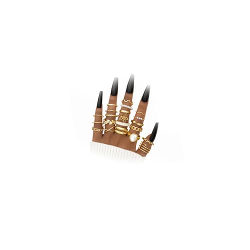 YEEZII 25 Pcs Gold Knuckle Rings Set for Women, Cute Stackable Finger Midi Rings, Dainty Gold Chunky Stacking Statement Womens ring pack - color: Gold-21 Pcs