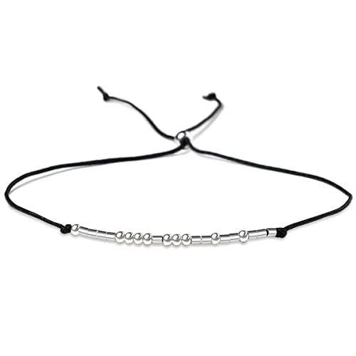 KGBNCIE Inspirational Gifts for Women, Morse Code Funny Gifts Bracelets for Women, S925 Sterling Silver Morse Code Bracelets Friend Gifts - style: 15 Ohana