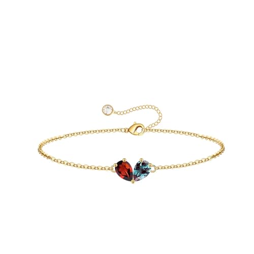 Turandoss Gifts for Women Her Daughter - 6 7 8 9 10 11 12 13 14 15 16 Year Old Girls Birthday Gifts, 14K Dainty Gold Plated Created Birthstone Bracelets for Women Girls Teens Jewelry Gifts - color: 01-06-Jan-Jun-Birthstone