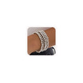 7PCS Layered Beaded Bracelets Set for Women Trendy Stretch Elastic Round Ball Beads Bangles Boho Chunky Gold Stackable Bracelets Dainty Jewelry for Gifts - color: Silver 5PCS