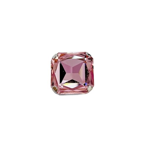 Square Large Rhinestone Exaggerated Statement Ring for Women Sparkling Thick Chunky Geometric Big Crystal Stone Finger Knuckle Band Rings Open Adjustable Wedding Brides Cocktail Prom Party Jewelry - color: Pink