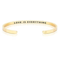 MantraBand - Mantra Band Bracelet - Gold color - Inspirational Engraved Adjustable Cuff - Gifts for Women, Sisters, Friends, Family - style: LOVE IS EVERYTHING