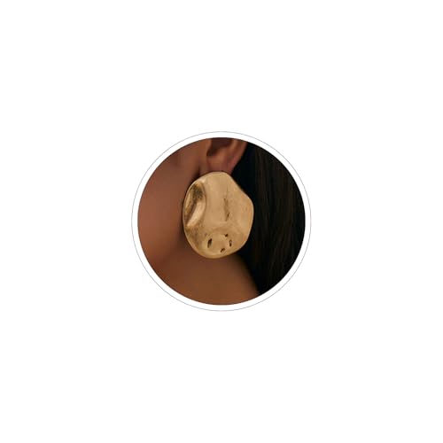 Mixed Metal Statement Earrings for Women Chunky Earrings Big Statement Large Oval Round Pebble Shape Earring Irregular Geometric Drop Dangle Earring Chunky Jewelry - style: 2 - G