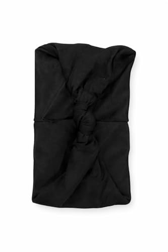 Satin Lined Knot Headband for Women – Wide Stretch Fabric Head Wrap with Twist Knot, Soft Ribbed Jersey, Comfortable Non-Slip Hair Band Protects hair from damage and breakage. (Black) - color: Black