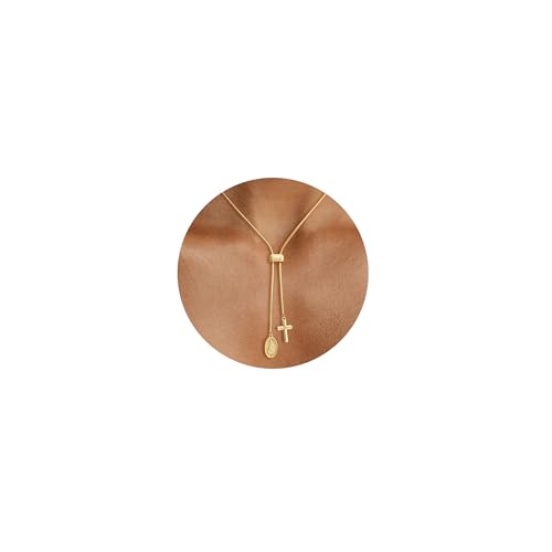 CHESKY Long Necklaces for Women, 14k Gold Plated/Streling Silver Lariat Necklace Dainty Statement Prom Necklace Rosary Cross Sun Drop Pendant Dangle Necklace Gold Prom Jewelry for Women Gifts - style: y necklace 03
