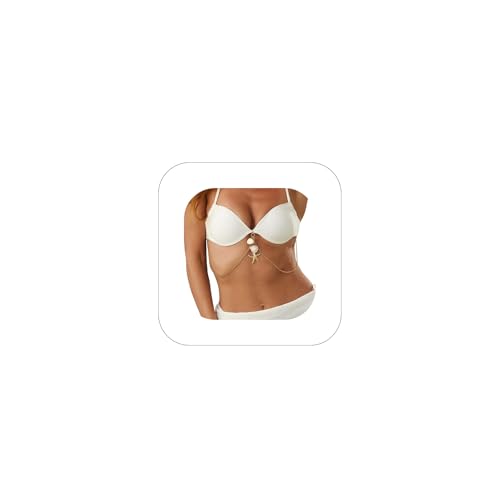 Summer Beach Ocean Pearl Waist Chain,Bikini Seashell Body Chain Jewelry,Pearl Tassel Belly Chain,Festival Rave Starfish Chest Jewelry for Women - color: White