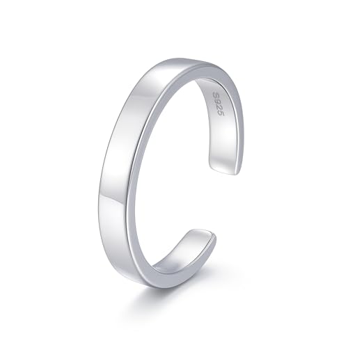 CHIC & ARTSY 925 Sterling Silver Open Toe Ring for Women - Lightweight Comfortable Yoga Toe Rings, Adjustable Stackable Toe Rings, Boho Coastal Vacation Beach Foot Jewellery - color: Classic #04