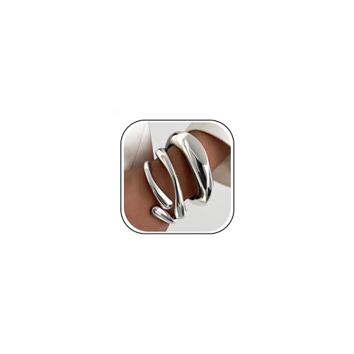 Chunky Gold Bangle Bracelets for Women, Dainty 14k Gold Plated Big Stackable Bangles Set, Trendy Statement Cuff Bracelet Stack Summer Beach Jewelry Gifts - style: Silver