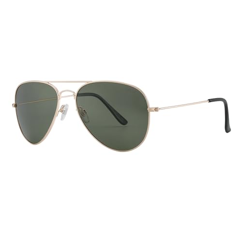 JOOX Polarized Aviator Sunglasses for Women Men, UV400 Protection Lens and Lightweight Metal Pilot Frame JX2775 - color: Shiny Gold/G15 Green