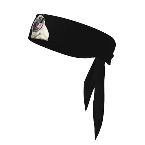 Sports Head Tie Westie Dogs Beach Summer Tropical Tie Sweatband Headband Men Women Elastic Bandana Adjustable Non-Slip Moisture Wicking for Running Football Yoga Workout Athletic Hair Ninja Head Band - color: Cute Pug