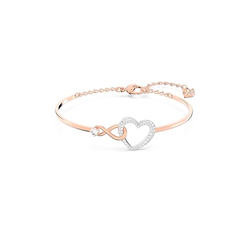 Swarovski Infinity Heart Jewelry Collection, Necklaces and Bracelets, Rose Gold & Rhodium Tone Finish, Clear Crystals - color: Bangle Bracelet