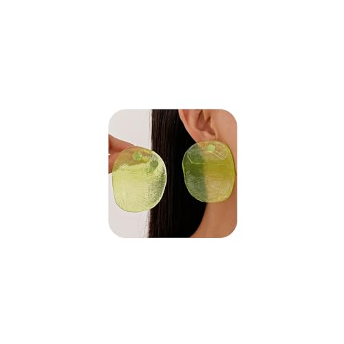 Simple Red Cute Acrylic Round Disc Stud Earrings for Women Trendy, Vintage Transparent Green Resin Geometric Earring Charm Party Vacation Jewelry Gift