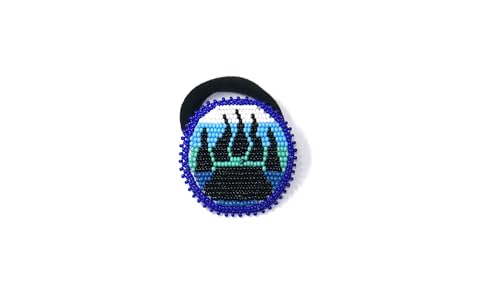 Beaded Hair Clips Native American Style Handmade Collection (Ponytail Hair-ties (Black & Blue Bear Paw)) - color: Ponytail Hair-ties (Black & Blue Bear Paw)