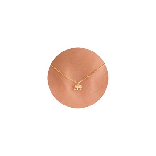 VRIUA Gold Necklace for Women - 14K Gold Plated Dainty Italian Horn Star of David Butterfly Bow Sun Lotus Volleyball Baseball Cowboy Boots Necklace Jewelry Everyday for Women - style: Elephant