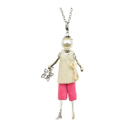 Crystal Paris Doll Necklace for Women, Handmade Cute Dress Long Chain Pendant Necklace Prom Costume Jewelry - style: 11