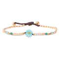 Made by Nami Boho Surfer Anklet Waterproof & Adjustable Beaded Anklets for Women Beachy Ankle Bracelet Made from Waxed Cotton Rope and Beads for Summer and Hippie Style - color: White Flower