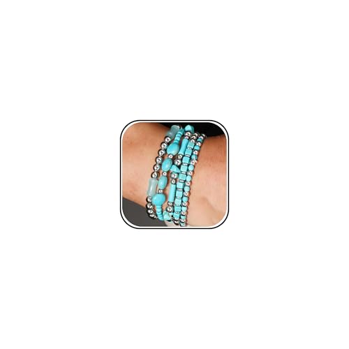 Long tiantian Western Turquoise Beaded Bracelet Set for Women Stackable Cowgirl Bracelets Boho Concho Jewelry Country Concert Rodeo Outfit Accessories Gifts - color: A5:turquoise bracelet for women