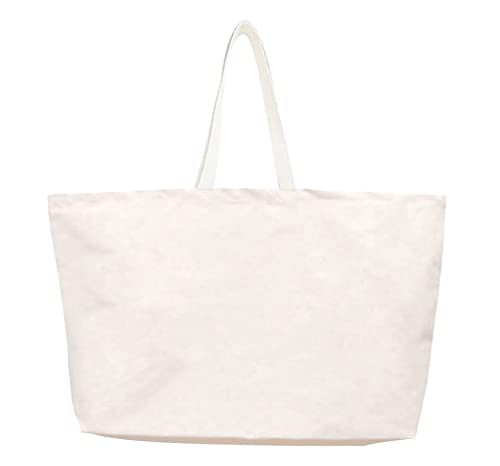 Large Canvas Tote Bag-Extra Big Shopping Beach Totes Bags Reusable Largest Grocery Plain Solid Bag 28"x8"x16" - color: Natural