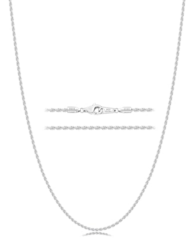 Gacimy 925 Sterling Silver Rope Chain for Women Men, 1.2mm 1.5mm 1.8mm Width 16 18 20 22 24 Inches Length - size: 18 Inches, style: 1.5MM-Width