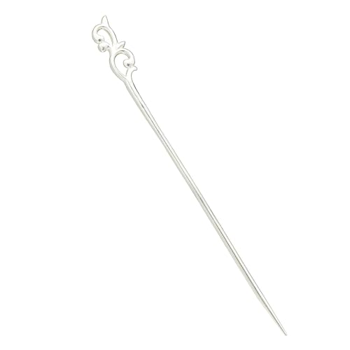 Chinese Style Hair Stick Silver Plated Ornate Phoenix Design Hair Pin for Women Long Hair Accessory Vintage Elegant Bun Holder (Silvery)
