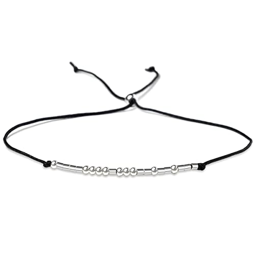 KGBNCIE Inspirational Gifts for Women, Morse Code Funny Gifts Bracelets for Women, S925 Sterling Silver Morse Code Bracelets Friend Gifts - style: 21 Family