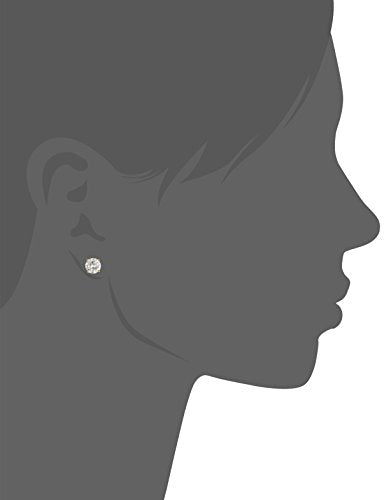 Amazon Essentials Plated Sterling Silver Cubic Zirconia Stud Earrings (Round & Princess) - color: White/Yellow Gold, size: 6.5 mm, style: Round Cut