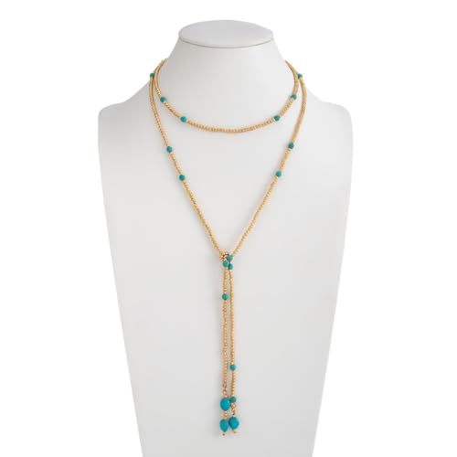 Statement Long Necklaces for Women Vintage Layered Beaded Long Chain Necklaces Boho Y Shaped Tassel Long Pearl Necklace Statement Bead Necklace Jewelry Gift for Women - style: Turquoise Beaded