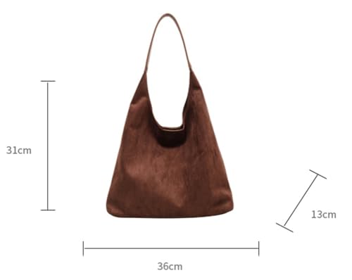 Womens Fashion Suede Shoulder Bags Large Tote Bag Retro Purse Handbag Casual Work Ladies Top Handle Satchel - color: A-brown1