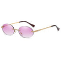 Retro Oval Sunglasses Rimless Small Round Glasses Frameless UV400 Men Women Fashion Shades - color: Purple