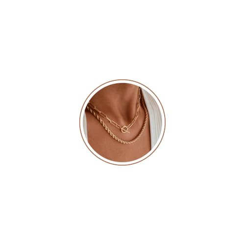 CHESKY Layered Necklaces for Women, 14K Gold Plated Chain Necklace Women Trendy Cuban Link Paperclip Chain Toggle Clasp Necklace Fashion Chunky Jewelry for Women - style: Paperclip Rope-GD