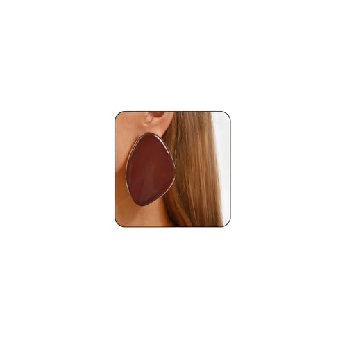 Statement Earrings for Women Big Earrings Large Statement Earrings Chunky Irregular Geometric Drop Dangle Earrings Oval Round Pebble Shape Earrings Chunky Jewelry - style: Burgundy / Maroon / Red