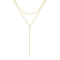 Foxgirl Lariat Gold Necklace for Women, Dainty Long Necklace 14k Gold Plated/Silver Y-Shaped Pendant Necklace Trendy Layered Cz Beaded Chain Drop Necklaces Simple Gold Jewelry For Women Gift - color: Y Layered Bar-GD