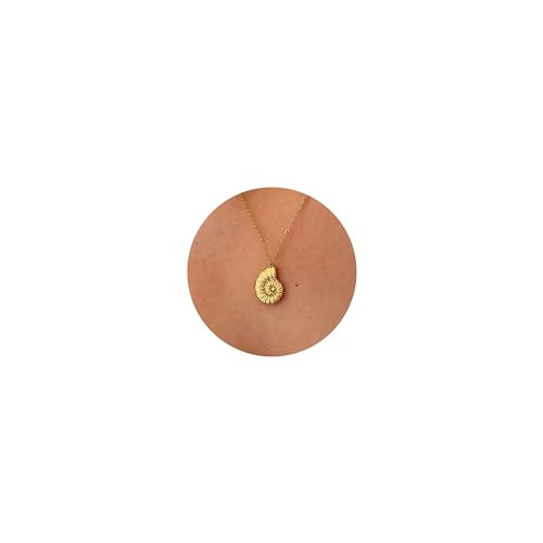 LLWOM Gold Necklace for Women-14k Gold Plated Infinity Necklace Star Of David Necklace Evil Eye Cross Pendants Heart Dainty Gold Necklace For Women - color: Gold, style: Conch Necklace