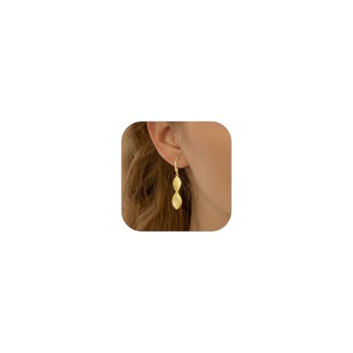 Dangle Earrings For Women, Silver Plated Lightweight Drop Earrings With Sparkling Cubic Zirconia,14K Gold Plated Hypoallergenic Face Shaping Earrings For Wedding Party Daily Office Jewelry Gift - color: Gold-C