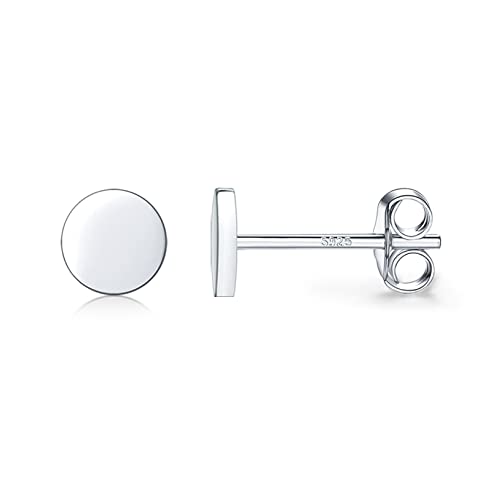 925 Sterling Silver Dot Stud Earrings | Small Simple Round Disc Stud Earrings | Tiny Flat Circle Hypoallergenic Cartilage Tragus Piercing Earrings Gifts for Women Men 2mm 3mm 4mm 5mm - color: #5 white gold-5mm