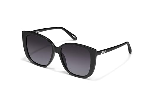 QUAY Ever After Oversized Sunglasses, Cat Eye Sunglasses With UV Protected Lenses, Designer Shades For Women - color: Matte Black/Smoke