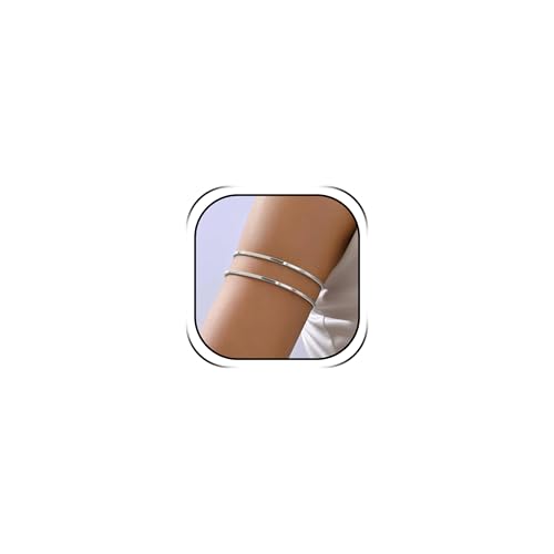 Frodete Upper Arm Cuff for Women Boho Minimalist Armlet Jewelry Outfit Accents Summer Beach Costume Party Dress Accessories Gift - color: D3:Silver Arm Cuff