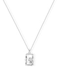 Dainty Silver Square Rose Necklace for Women Lightweight Flower Pendant Necklaces with Wavy Border Fashion Cute Floral Jewelry Gift
