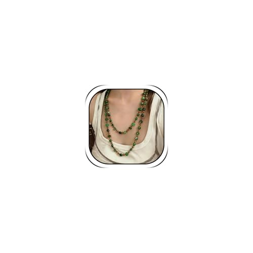 Boho Colorful Seashell Beaded Double Layer Necklace Long Stackable Vacation Necklace Fashion Jewelry Western Gifts - color: A2:green beaded necklace