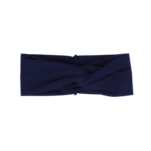 Motique Accessories Navy Solid Twist Turband Headwrap Hair Band for Women - color: Midnight Blue