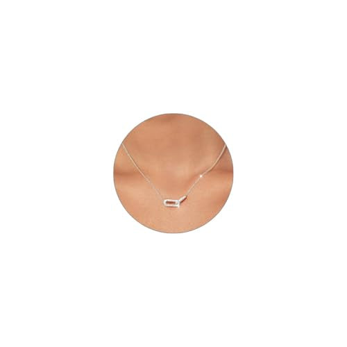 Luxval Diamond Pendant Gold Necklace for Women，Dainty 18k Gold Plated Choker Necklaces Simple Gold Jewelry Gifts for Women Girls - color: Silver-Paperclip