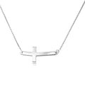 .925 Sterling Silver Sideways Horizontal Curved Cross Bar Style Necklace