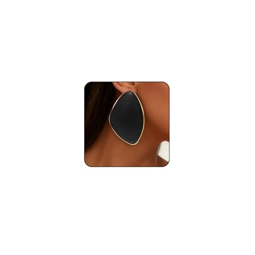 Statement Earrings for Women Big Earrings Large Statement Earrings Chunky Irregular Geometric Drop Dangle Earrings Oval Round Pebble Shape Earrings Chunky Jewelry - style: Black