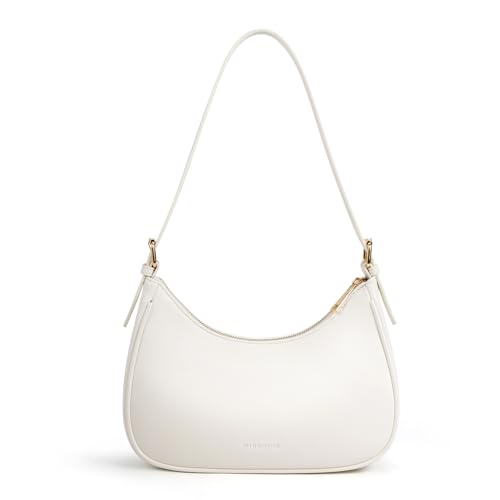 Missnine Purses for Women, Shoulder Bag Small Handbags Vegan Leather Underarm Bags Trendy Hobo Cute Clutch Purse - color: 1-white【adjustable Strap】
