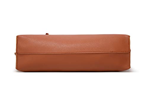 Dreubea Women's Soft Faux Leather Tote Shoulder Bag from, Big Capacity Tassel Handbag - color: Brown New