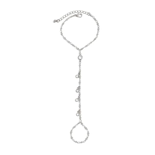 Simple Crystal Bead Hand Chain Jewelry Wedding Rhinestone Finger Rings Bracelet Summer Beach Hand Chain Bikini Foot Chain Jewelry for Women