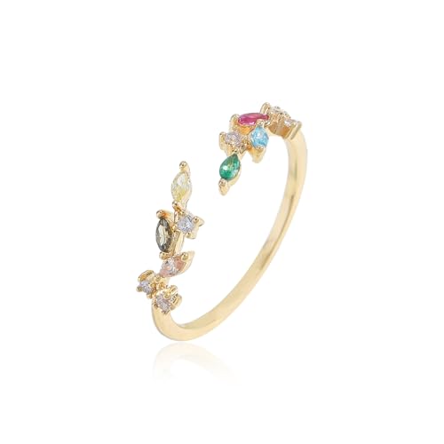 Dainty Rings Open Adjustable Ring Leaf Ring for Women Dainty Stackable Rings for Women - color: G